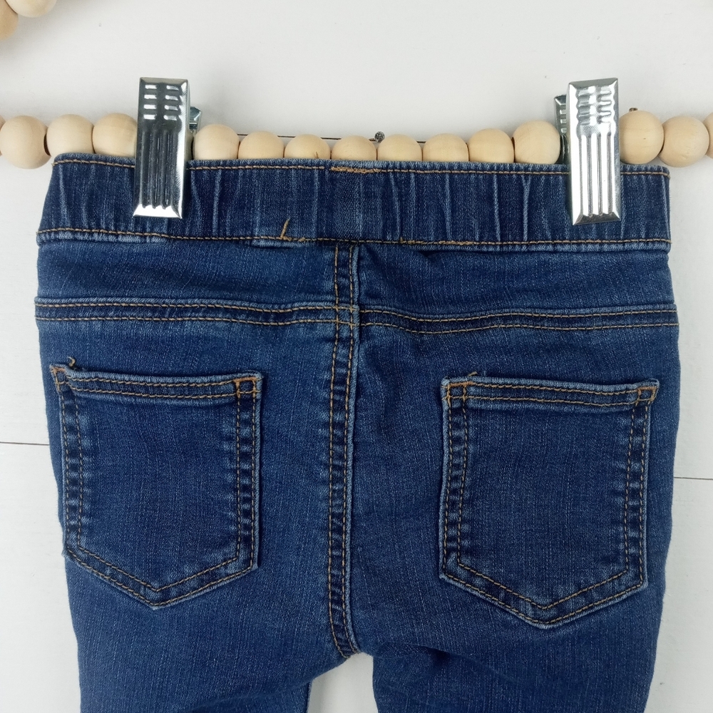 H&M girls size 9-12 mos denim elastic waist skinny jeggings no pockets on side - Picture 6 of 7